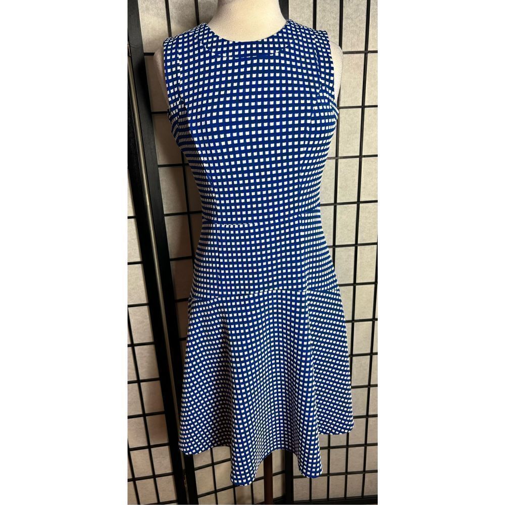 Tommy Hilfiger Blue and White Checkered Midi Dress